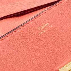 Pre Owned Chloe Coral Orange Leather Medium Drew Shoulder Bag