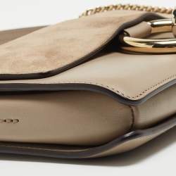 Pre Owned حقيبة كتف كلوي فايه سويدي وجلد رصاصي مائل للبني