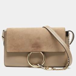 Chloe White/Brown Leather Colorblock Faye Small Shoulder Bag - Yoogi's  Closet