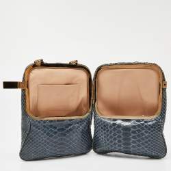 Pre Owned Chloe Teal Python Frame Chain Bag