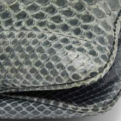 Pre Owned Chloe Teal Python Frame Chain Bag