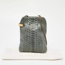 Pre Owned Chloe Teal Python Frame Chain Bag