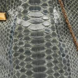 Pre Owned Chloe Teal Python Frame Chain Bag