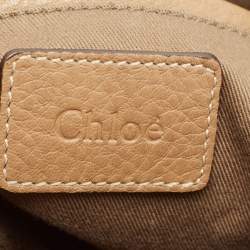 Pre Owned Chloe Khaki Beige Leather Large Marcie Satchel