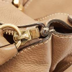 Pre Owned Chloe Khaki Beige Leather Large Marcie Satchel