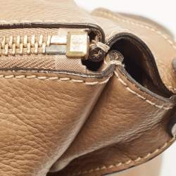 Pre Owned Chloe Khaki Beige Leather Large Marcie Satchel