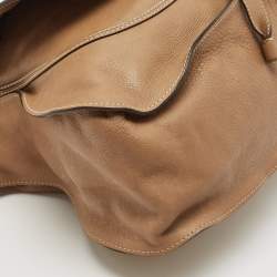 Pre Owned Chloe Khaki Beige Leather Large Marcie Satchel