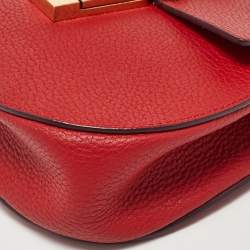 Pre Owned Chloe Red Leather Small Drew Chain Crossbody Bag