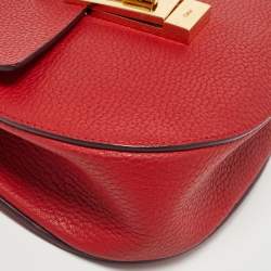 Pre Owned Chloe Red Leather Small Drew Chain Crossbody Bag