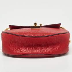 Pre Owned Chloe Red Leather Small Drew Chain Crossbody Bag