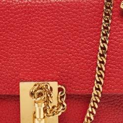 Pre Owned Chloe Red Leather Small Drew Chain Crossbody Bag