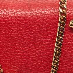 Pre Owned Chloe Red Leather Small Drew Chain Crossbody Bag