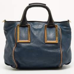 Pre Owned Chloe Navy Blue Leather Ethel Tote