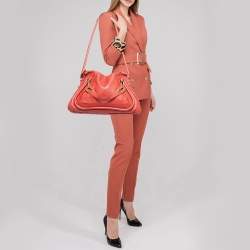 مملوكة مسبقًا Chloe Brick Red Leather Large Paraty Shoulder Bag