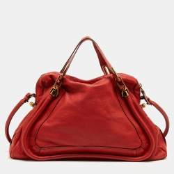 مملوكة مسبقًا Chloe Brick Red Leather Large Paraty Shoulder Bag
