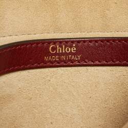 Pre Owned Chloe Burgundy Leather Small Braided Hudson Shoulder Bag