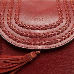 Pre Owned Chloe Burgundy Leather Small Braided Hudson Shoulder Bag
