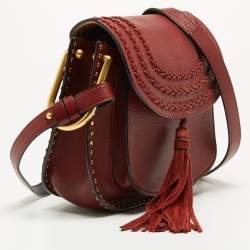 Pre Owned Chloe Burgundy Leather Small Braided Hudson Shoulder Bag
