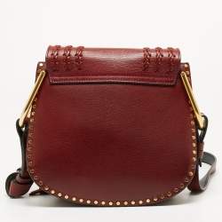 Pre Owned Chloe Burgundy Leather Small Braided Hudson Shoulder Bag