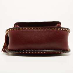 Pre Owned Chloe Burgundy Leather Small Braided Hudson Shoulder Bag