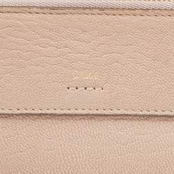 Pre Owned Chloe Beige Leather Zip Card Holder