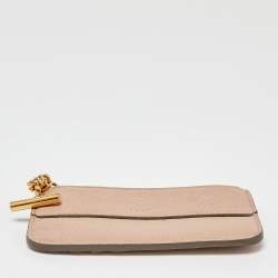 Pre Owned Chloe Beige Leather Zip Card Holder