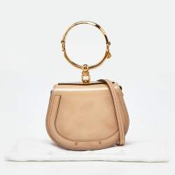 Pre Owned Chloe Beige Patent Leather Small Nile Bracelet Crossbody Bag