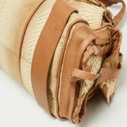 Pre Owned Chloe Beige/Brown Glittery Python and Leather Silverado Satchel
