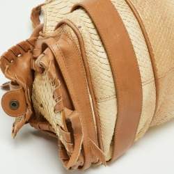Pre Owned Chloe Beige/Brown Glittery Python and Leather Silverado Satchel