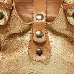 Pre Owned Chloe Beige/Brown Glittery Python and Leather Silverado Satchel