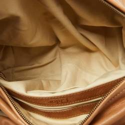 Pre Owned Chloe Beige/Brown Glittery Python and Leather Silverado Satchel