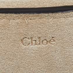 Pre Owned Chloe Gold/Beige Leather and Suede Mini Pixie Round Shoulder Bag