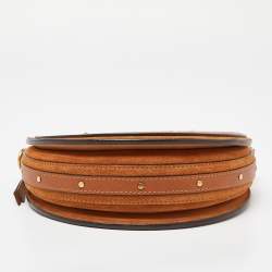 Pre Owned Chloe Brown Leather and Suede Small Pixie Round Bag