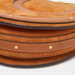 Pre Owned Chloe Brown Leather and Suede Small Pixie Round Bag