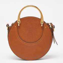 Pre Owned Chloe Brown Leather and Suede Small Pixie Round Bag