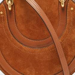 Pre Owned Chloe Brown Leather and Suede Small Pixie Round Bag