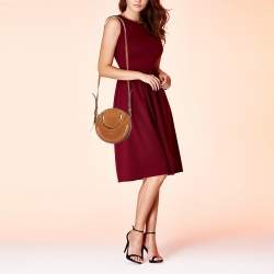 Pre Owned Chloe Brown Leather and Suede Small Pixie Round Bag