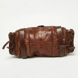 Pre Owned Chloe Brown Python and Leather Silverado Satchel