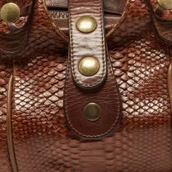 Pre Owned Chloe Brown Python and Leather Silverado Satchel
