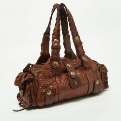 Pre Owned Chloe Brown Python and Leather Silverado Satchel