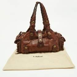 Pre Owned Chloe Brown Python and Leather Silverado Satchel