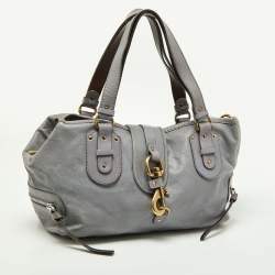 Pre Owned Chloe Lavender/Brown Leather Double Zip Tote
