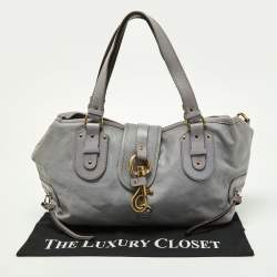 Pre Owned Chloe Lavender/Brown Leather Double Zip Tote