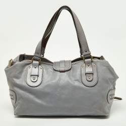 Pre Owned Chloe Lavender/Brown Leather Double Zip Tote