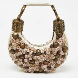 Chloé Beige Fabric Small Pebbles Stone Embellished Hobo