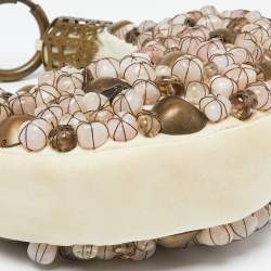 Chloé Beige Fabric Small Pebbles Stone Embellished Hobo