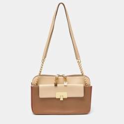 Pre Owned Chloe Tri Color Leather Chain Shoulder Bag