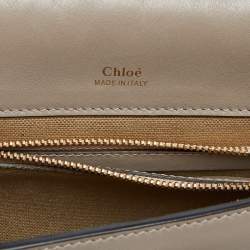 Pre Owned Chloe Grey/Brown Leather Flap Top Handle Bag
