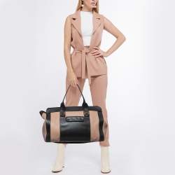 Pre Owned Chloe Black/Old Rose Leather Large Alice Satchel