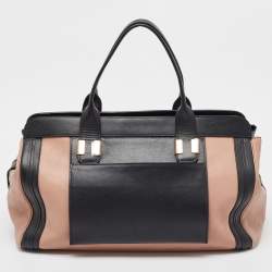 Pre Owned Chloe Black/Old Rose Leather Large Alice Satchel